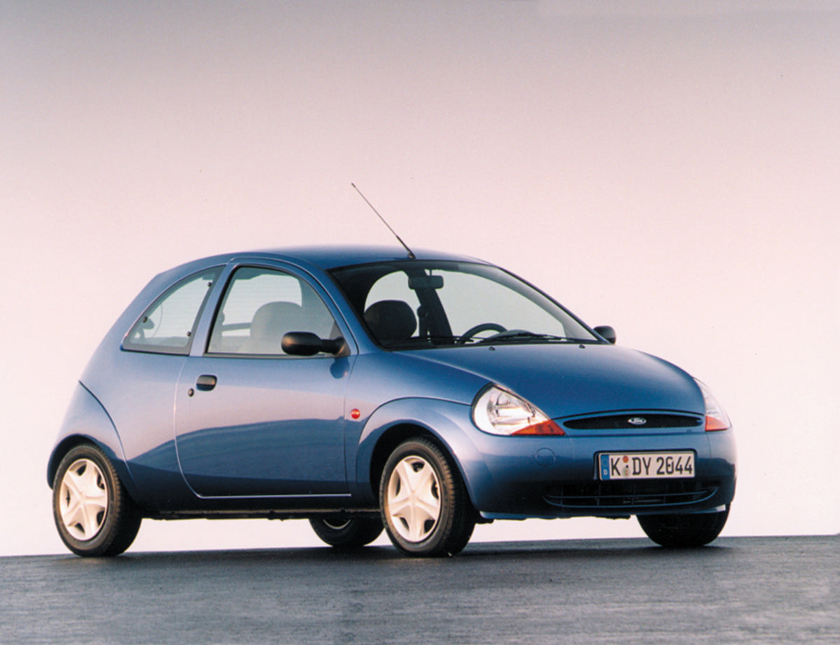 This archival image documents the 1999 Ford Ka on pavement and is preserved in the Ford Heritage Vault as part of Ford Motor Company's historic photographic archive. Free for personal, non-commercial use. Ford Heritage Vault reference AR-2008-8.1....
