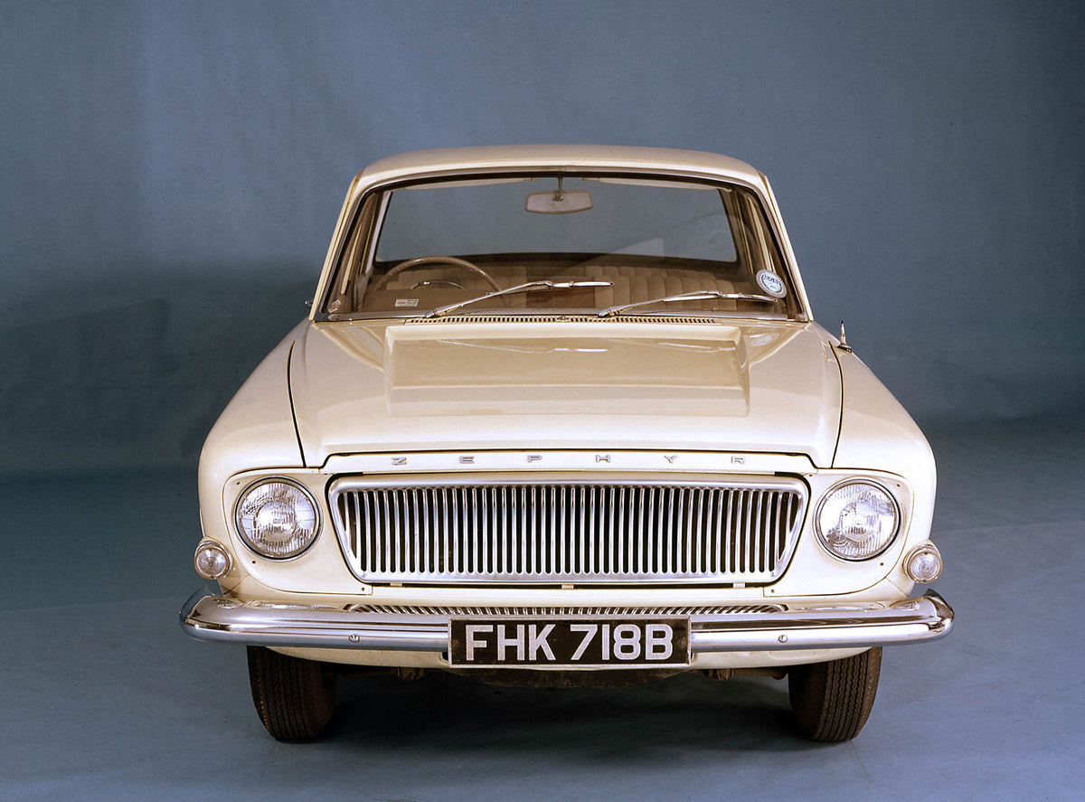This archival image documents the 1962 Ford Zephyr 4 MKIII front view in studio 1962-X 15-3-R and is preserved in the Ford Heritage Vault as part of Ford Motor Company's historic photographic archive. Free for personal, non-commercial use. Ford He...