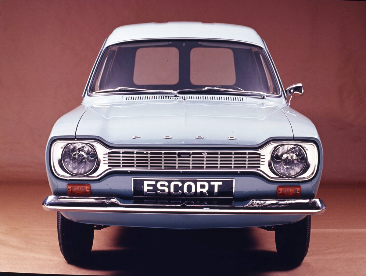 This archival image documents the 1968 Ford Escort Mark I Van front view in studio 1968-38 004 and is preserved in the Ford Heritage Vault as part of Ford Motor Company's historic photographic archive. Free for personal, non-commercial use. Ford H...