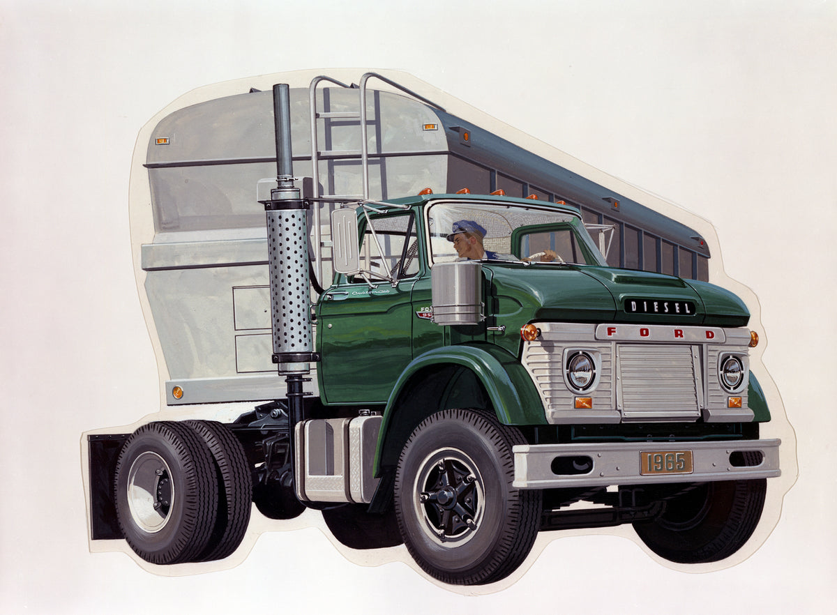 This archival image documents the 1965 Ford F950 and is preserved in the Ford Heritage Vault as part of Ford Motor Company's historic photographic archive. Free for personal, non-commercial use. Ford Heritage Vault reference AR-2008-8.1.4.592.