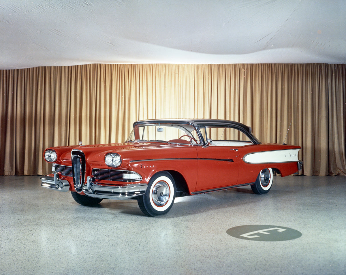 This archival image documents the 1958 Edsel Pacer hardtop and is preserved in the Ford Heritage Vault as part of Ford Motor Company's historic photographic archive. Free for personal, non-commercial use. Ford Heritage Vault reference AR-2008-8.1....