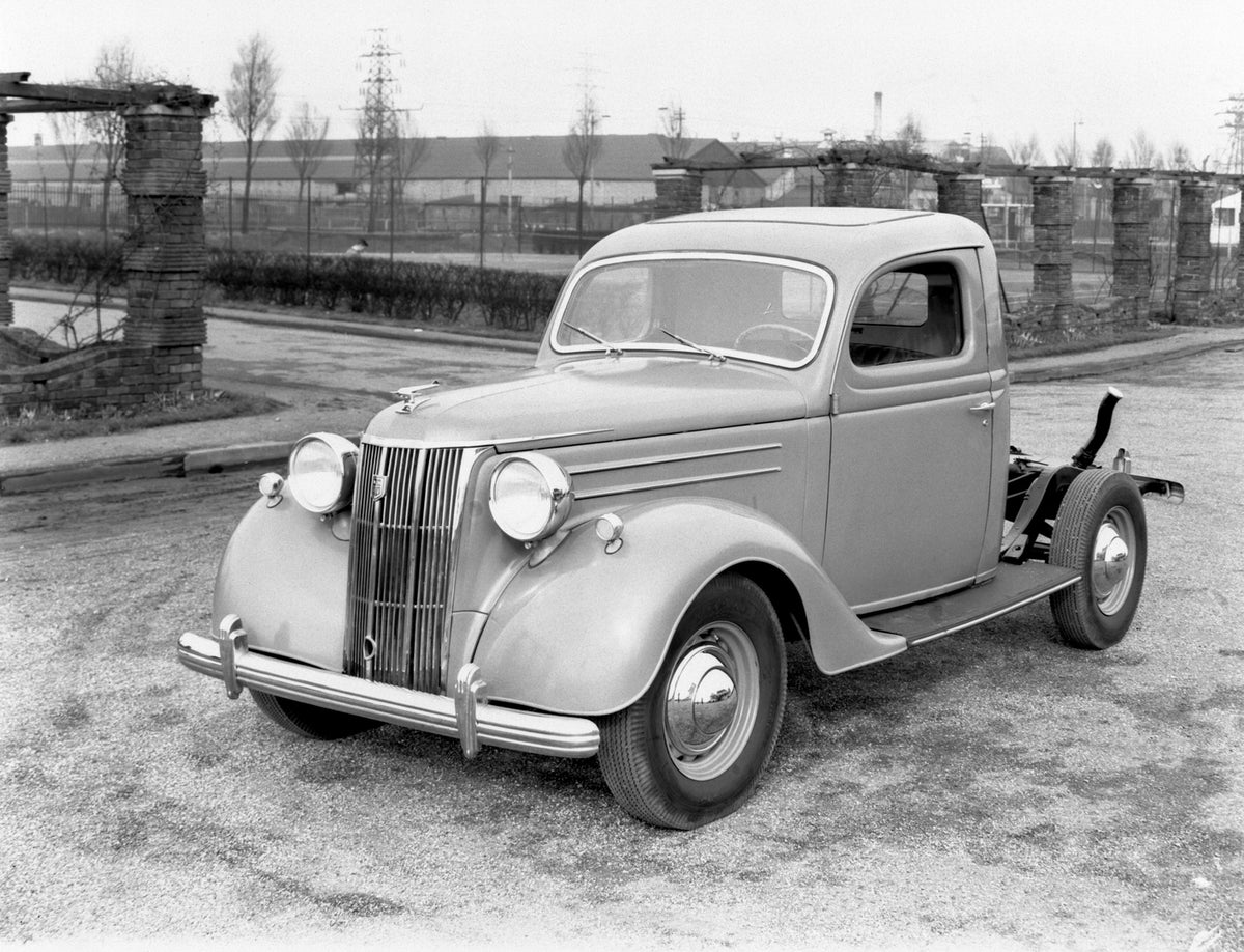 This archival image documents the 1948 Ford Pilot pickup and is preserved in the Ford Heritage Vault as part of Ford Motor Company's historic photographic archive. Free for personal, non-commercial use. Ford Heritage Vault reference AR-2000-213654...
