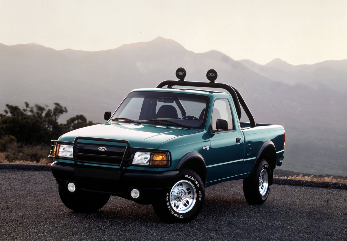 This archival image documents the 1994 Ford Ranger XL with rollbar and is preserved in the Ford Heritage Vault as part of Ford Motor Company's historic photographic archive. Free for personal, non-commercial use. Ford Heritage Vault reference AR-2...