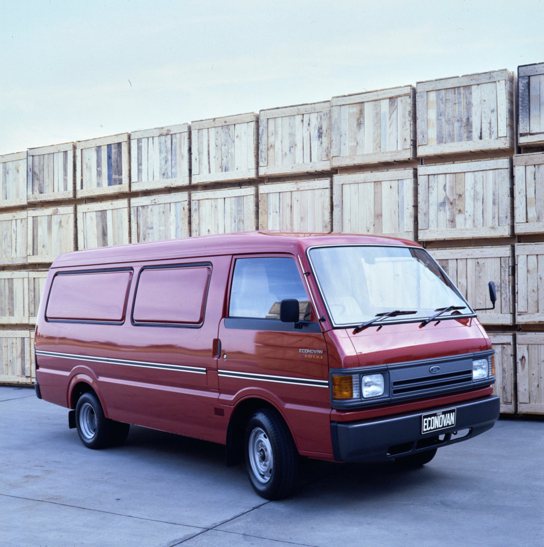 This archival image documents the 1984 Ford Econovan MAXi Driver Side Front End View in Warehouse Lot FAP-2011-3 and is preserved in the Ford Heritage Vault as part of Ford Motor Company's historic photographic archive. Free for personal, non-comm...