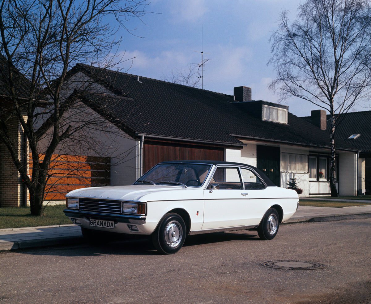 This archival image documents the 1974 Ford Granada Mark I on neighborhood street and is preserved in the Ford Heritage Vault as part of Ford Motor Company's historic photographic archive. Free for personal, non-commercial use. Ford Heritage Vault...