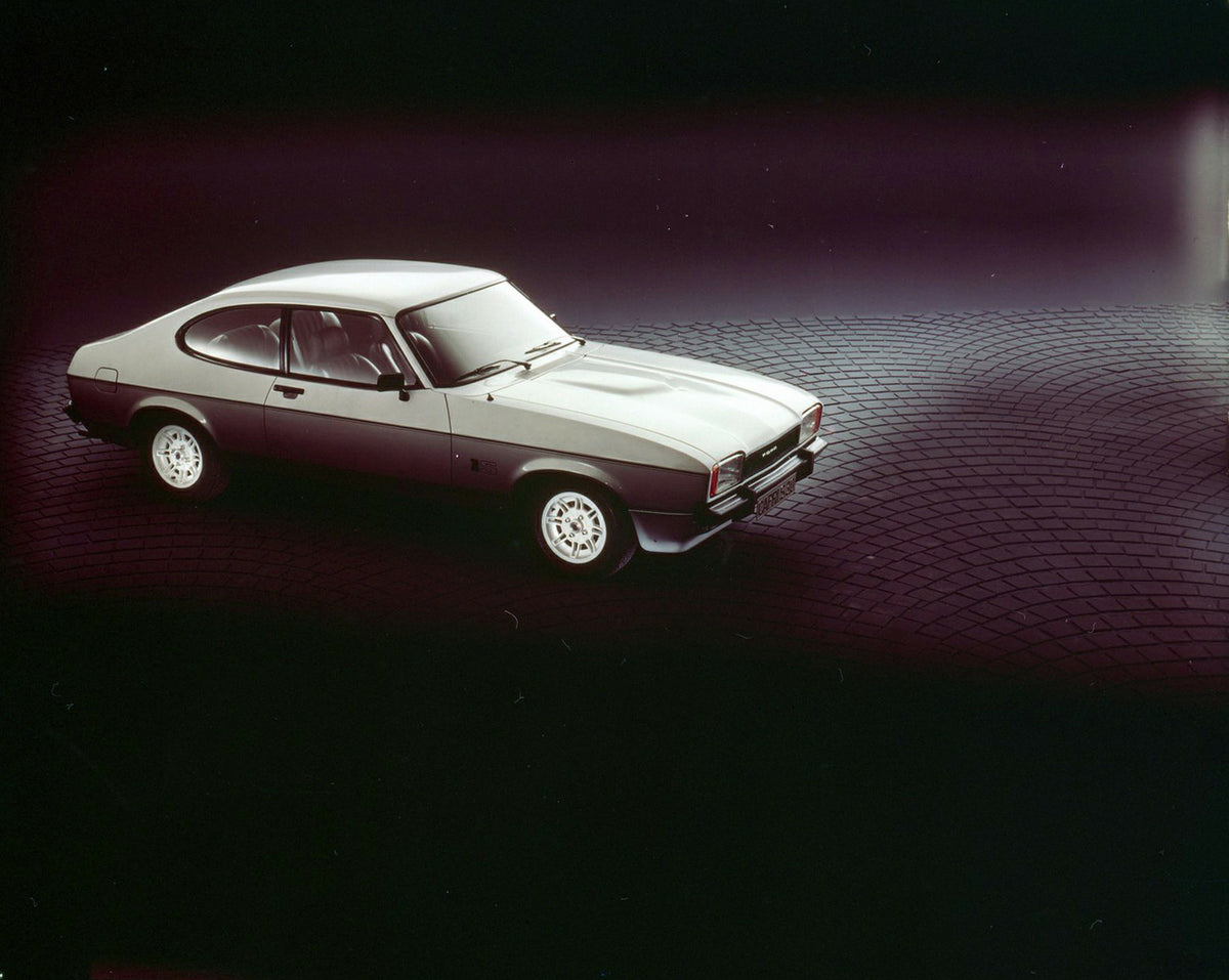 This archival image documents the 1973 Ford Capri in studio and is preserved in the Ford Heritage Vault as part of Ford Motor Company's historic photographic archive. Free for personal, non-commercial use. Ford Heritage Vault reference AR-2000-213...