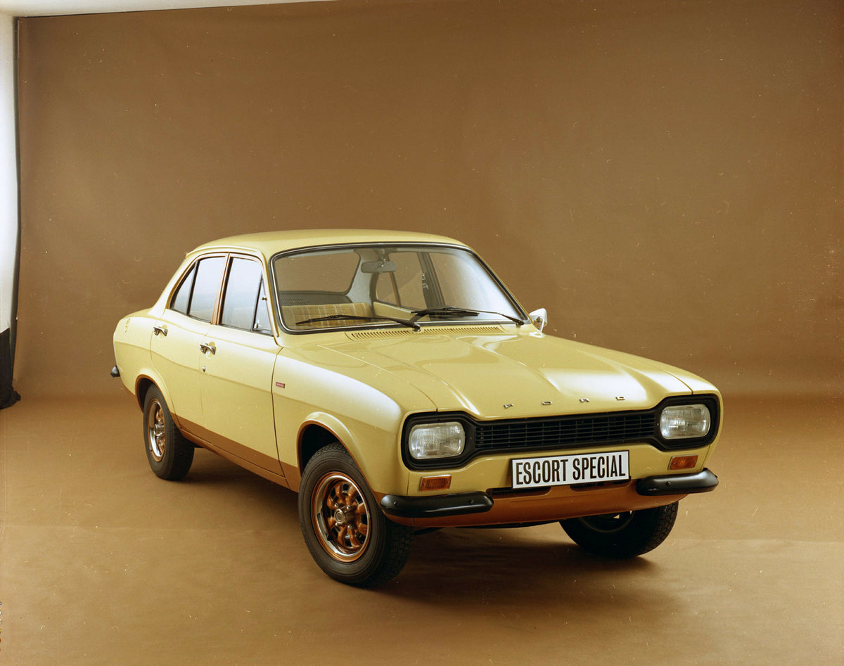 This archival image documents the 1974 Ford Escort Mark I Special in studio and is preserved in the Ford Heritage Vault as part of Ford Motor Company's historic photographic archive. Free for personal, non-commercial use. Ford Heritage Vault refer...