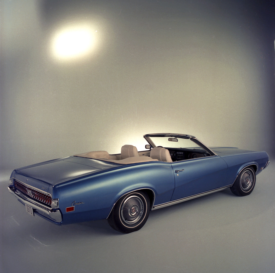 This archival image documents the 1970 Mercury Cougar XR-7 Side View and is preserved in the Ford Heritage Vault as part of Ford Motor Company's historic photographic archive. Free for personal, non-commercial use. Ford Heritage Vault reference AR...