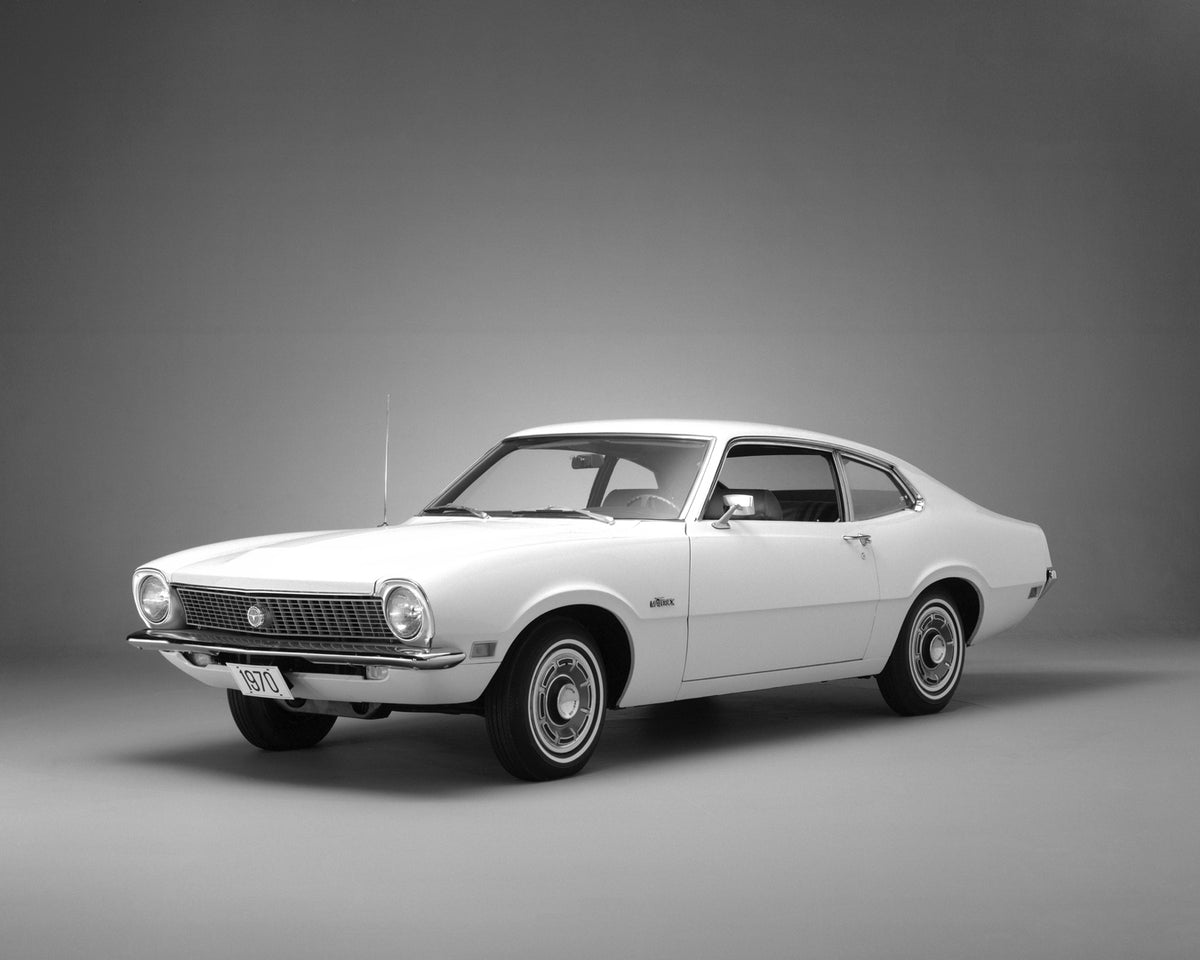 This archival image documents the 1970 Ford Maverick two-door and is preserved in the Ford Heritage Vault as part of Ford Motor Company's historic photographic archive. Free for personal, non-commercial use. Ford Heritage Vault reference AR-2008-8...