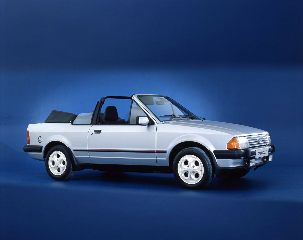This archival image documents the 1983 Ford Escort Cabriolet Mark III LHD in studio and is preserved in the Ford Heritage Vault as part of Ford Motor Company's historic photographic archive. Free for personal, non-commercial use. Ford Heritage Vau...