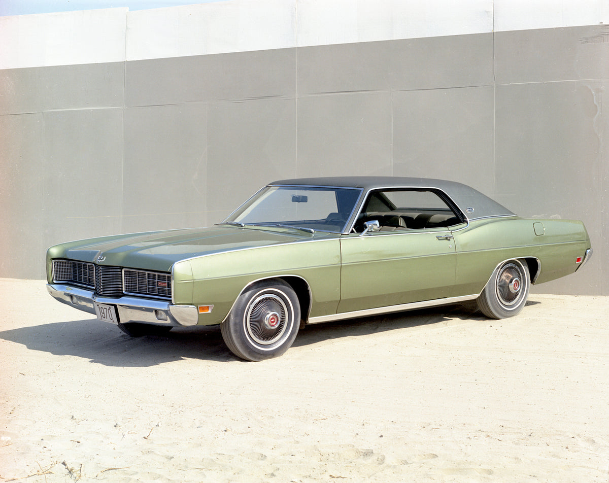 This archival image documents the 1970 Ford LTD Brougham two-door hardtop and is preserved in the Ford Heritage Vault as part of Ford Motor Company's historic photographic archive. Free for personal, non-commercial use. Ford Heritage Vault referen...