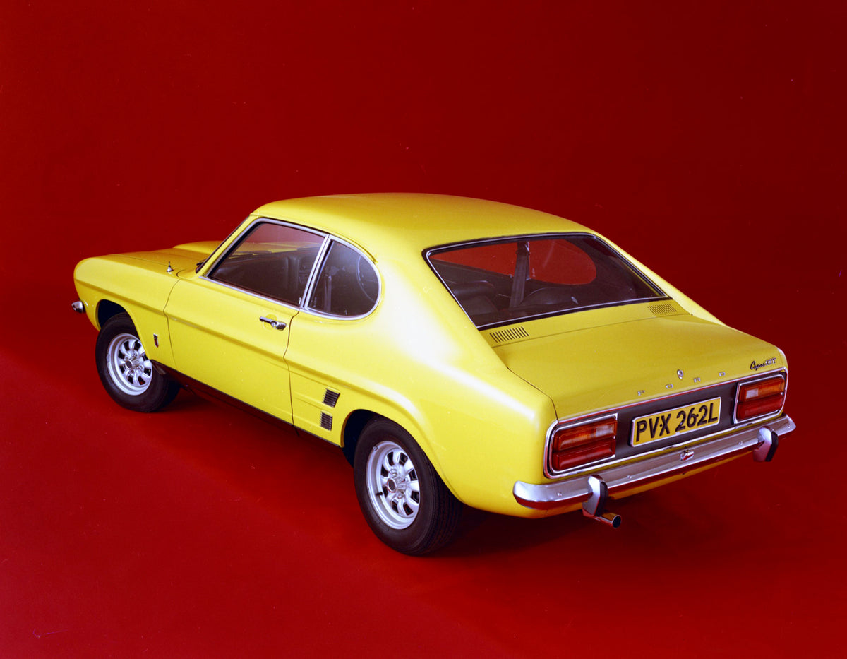 This archival image documents the 1973 Ford Capri MK I GT rear view in studio and is preserved in the Ford Heritage Vault as part of Ford Motor Company's historic photographic archive. Free for personal, non-commercial use. Ford Heritage Vault ref...
