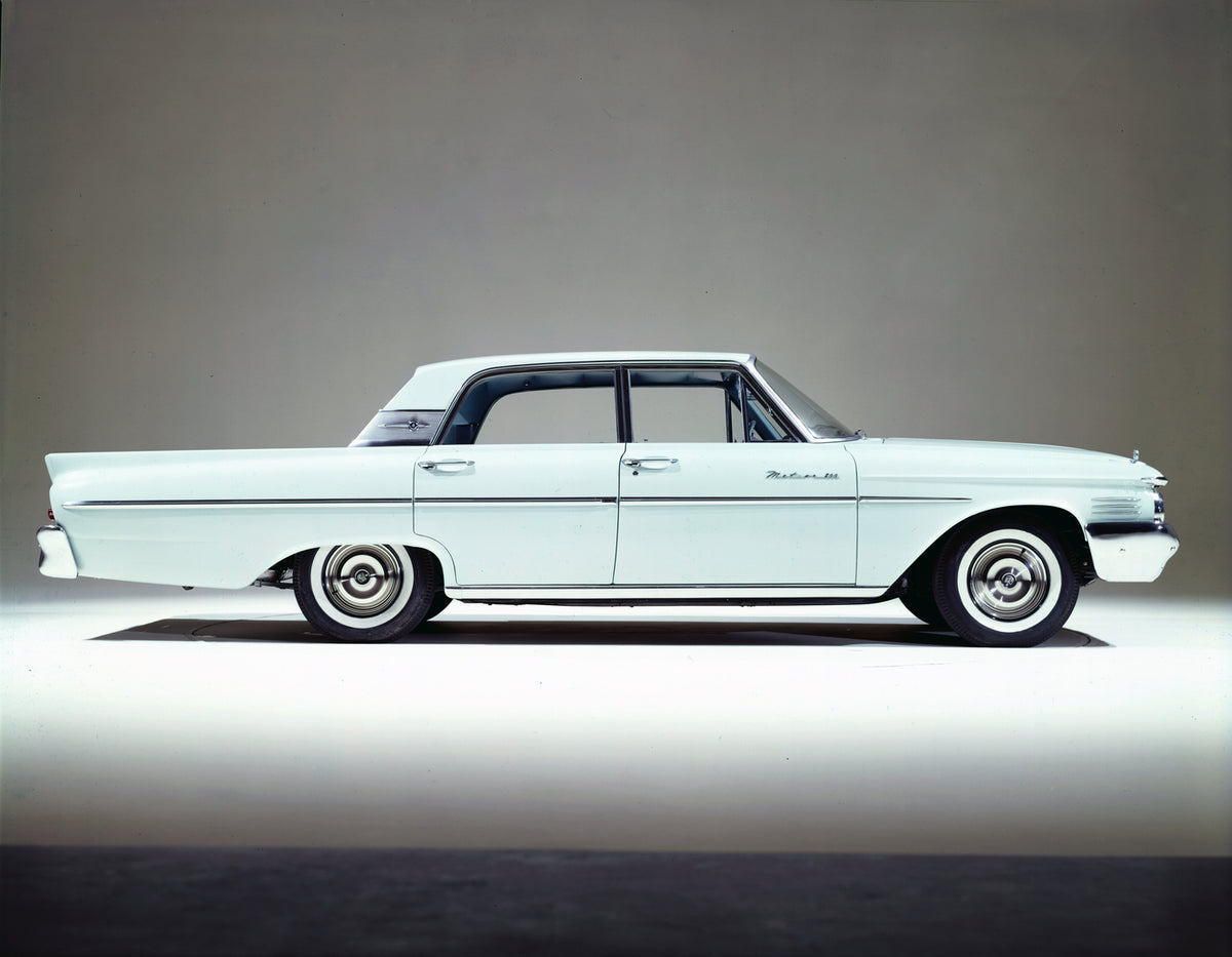 This archival image documents the 1961 Mercury Meteor 800 two-door sedan Side View and is preserved in the Ford Heritage Vault as part of Ford Motor Company's historic photographic archive. Free for personal, non-commercial use. Ford Heritage Vaul...