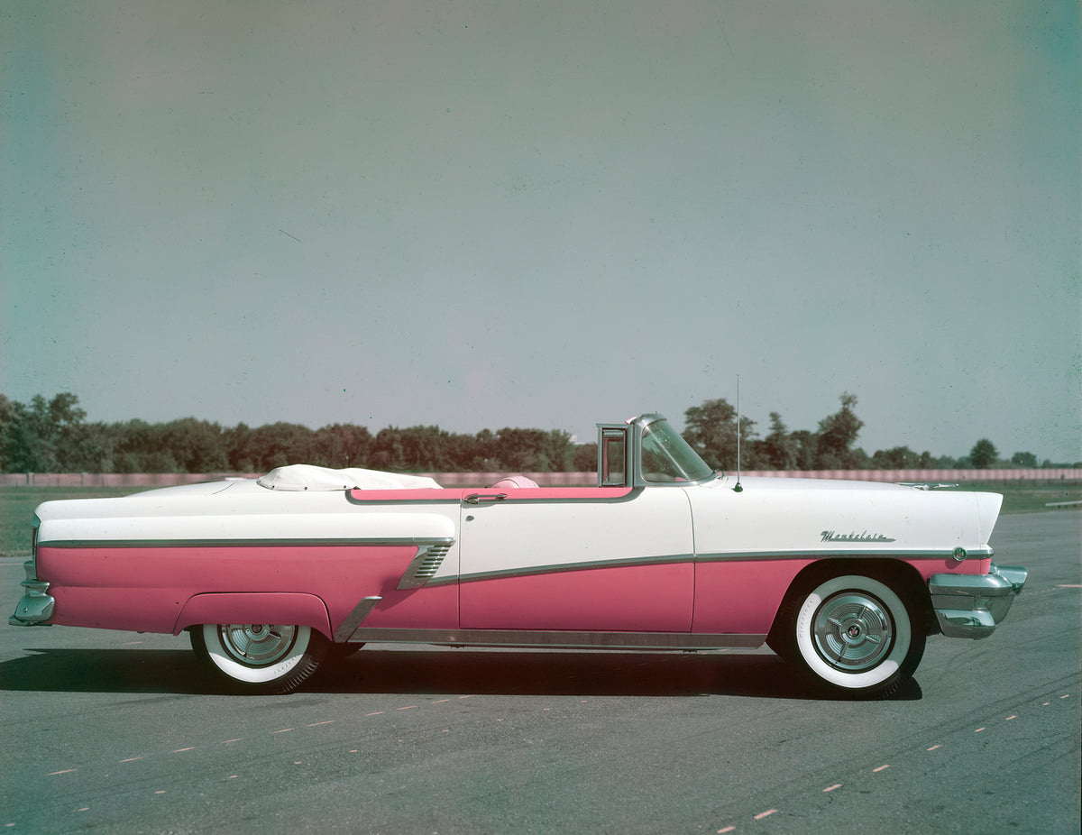 This archival image documents the 1956 Mercury Montclair convertible with Top Down and is preserved in the Ford Heritage Vault as part of Ford Motor Company's historic photographic archive. Free for personal, non-commercial use. Ford Heritage Vaul...