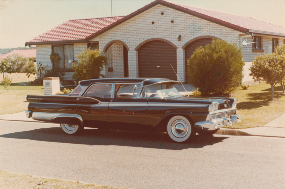 This archival image documents the 1960 Ford Fairlane 500 Sedan Driver Side Profile in Driveway FAP-2011-3 and is preserved in the Ford Heritage Vault as part of Ford Motor Company's historic photographic archive. Free for personal, non-commercial ...