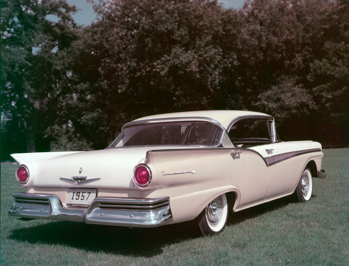 This archival image documents the 1957 Ford Fairlane 500 Town Victoria and is preserved in the Ford Heritage Vault as part of Ford Motor Company's historic photographic archive. Free for personal, non-commercial use. Ford Heritage Vault reference ...