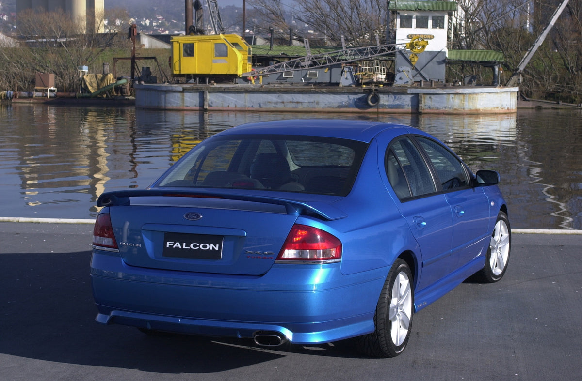 This archival image documents the 2002 Ford BA Falcon rear view with scenic ship DSC_3508 and is preserved in the Ford Heritage Vault as part of Ford Motor Company's historic photographic archive. Free for personal, non-commercial use. Ford Herita...