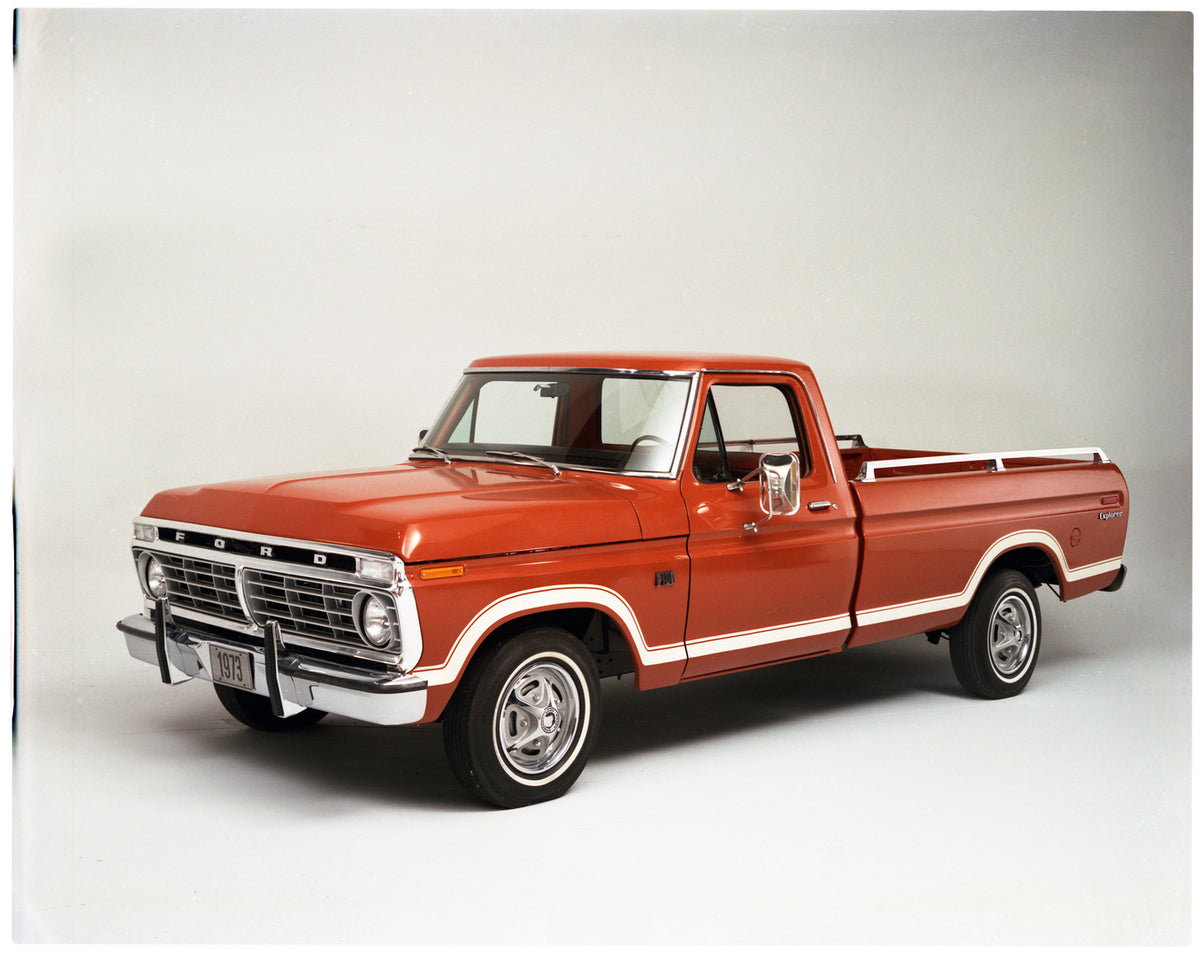 This archival image documents the 1973 Ford F-100 Explorer pickup and is preserved in the Ford Heritage Vault as part of Ford Motor Company's historic photographic archive. Free for personal, non-commercial use. Ford Heritage Vault reference AR-20...