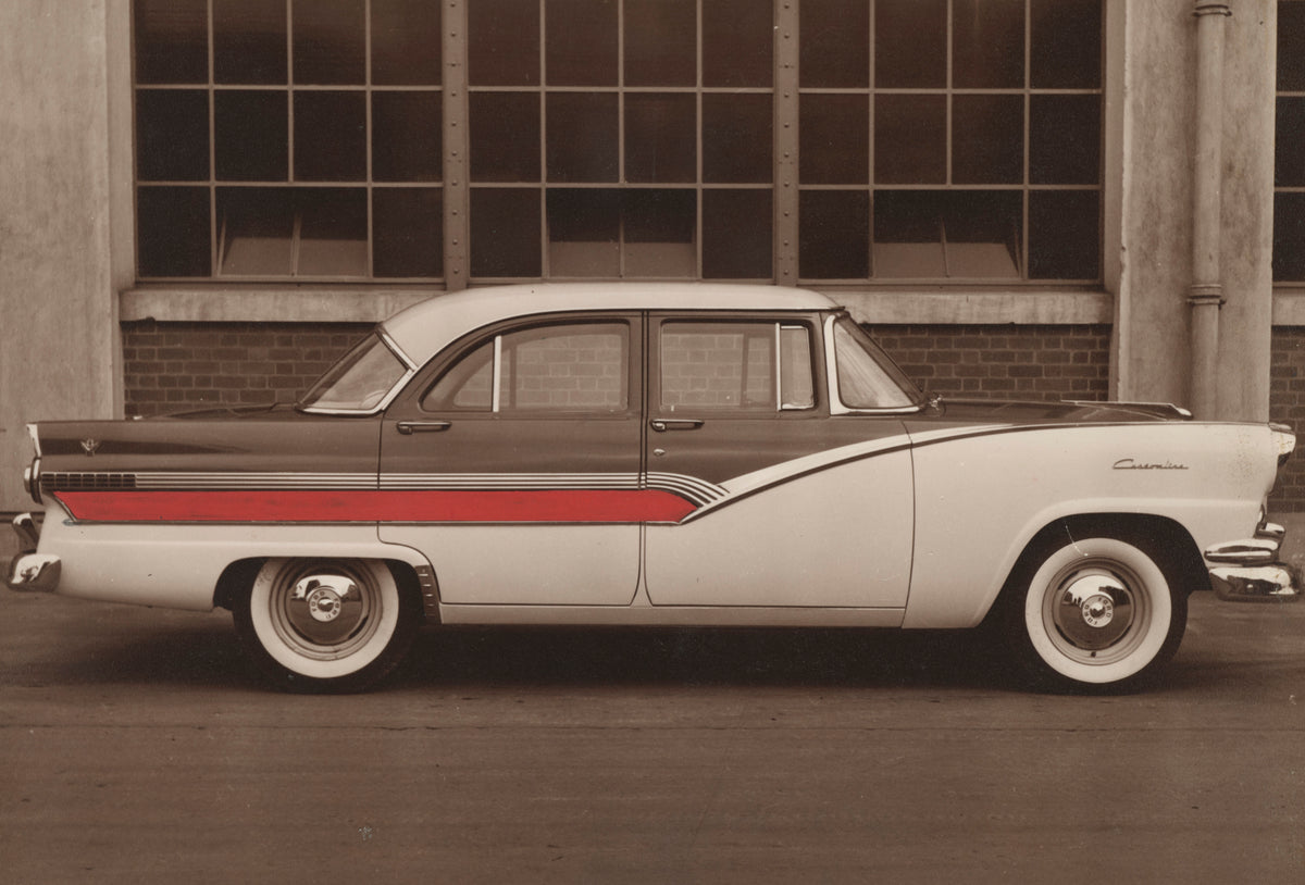 This archival image documents the 1955 Ford V8 Customline Driver Side Profile in Driveway FAP-2011-3 and is preserved in the Ford Heritage Vault as part of Ford Motor Company's historic photographic archive. Free for personal, non-commercial use. ...