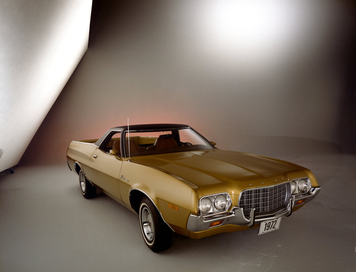 This archival image documents the 1972 Ford Ranchero pickup and is preserved in the Ford Heritage Vault as part of Ford Motor Company's historic photographic archive. Free for personal, non-commercial use. Ford Heritage Vault reference AR-2008-8.1...