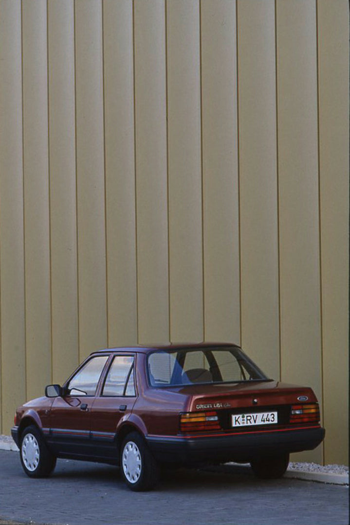 This archival image documents the 1986 Ford Orion Mark II rear view in front of scenic wall and is preserved in the Ford Heritage Vault as part of Ford Motor Company's historic photographic archive. Free for personal, non-commercial use. Ford Heri...