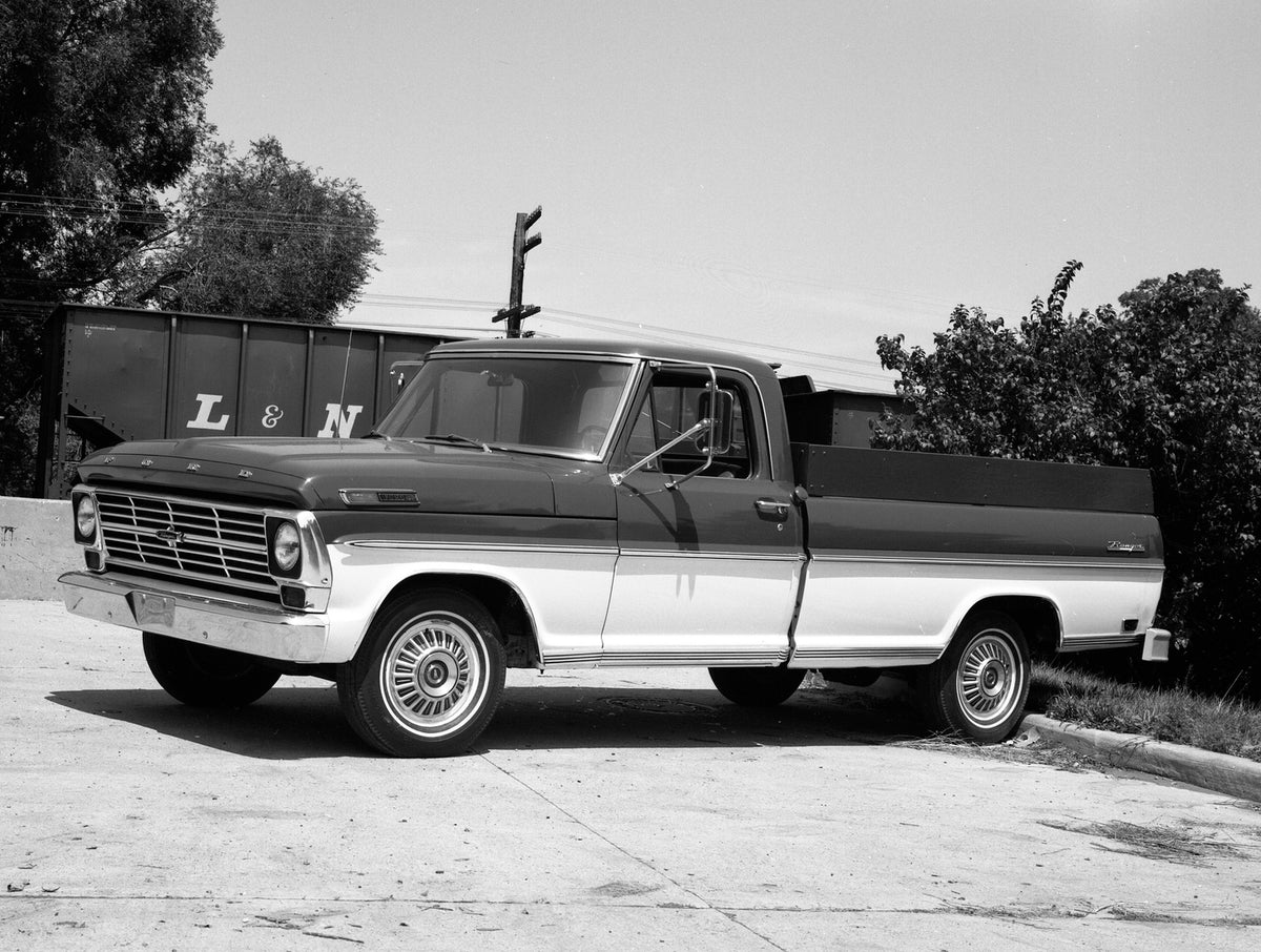 This archival image documents the 1966 Ford F-100 farm and ranch special and is preserved in the Ford Heritage Vault as part of Ford Motor Company's historic photographic archive. Free for personal, non-commercial use. Ford Heritage Vault referenc...