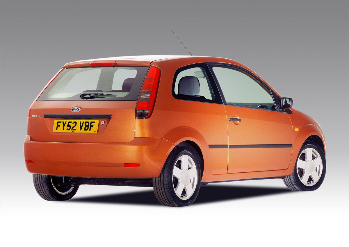 This archival image documents the 2002 Ford Fiesta Mark VI rear view in studio and is preserved in the Ford Heritage Vault as part of Ford Motor Company's historic photographic archive. Free for personal, non-commercial use. Ford Heritage Vault re...