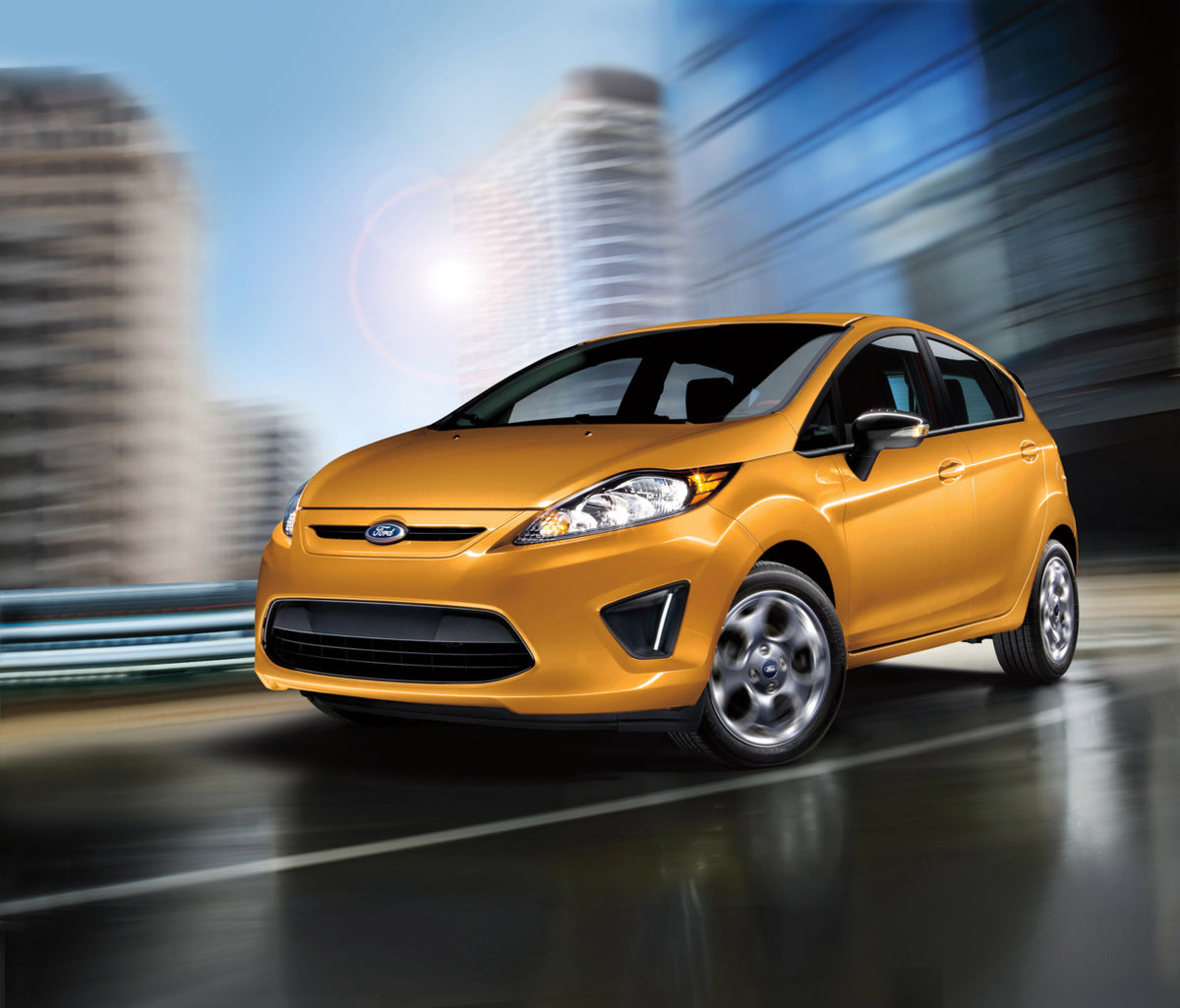 This archival image documents the 2012 Ford Fiesta action shot on city street and is preserved in the Ford Heritage Vault as part of Ford Motor Company's historic photographic archive. Free for personal, non-commercial use. Ford Heritage Vault ref...