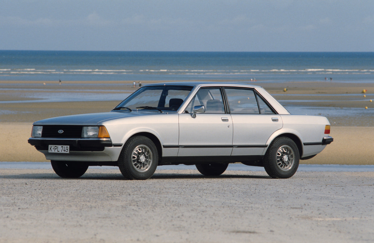 This archival image documents the 1979 Ford Granada Mark II GL on scenic beach and is preserved in the Ford Heritage Vault as part of Ford Motor Company's historic photographic archive. Free for personal, non-commercial use. Ford Heritage Vault re...