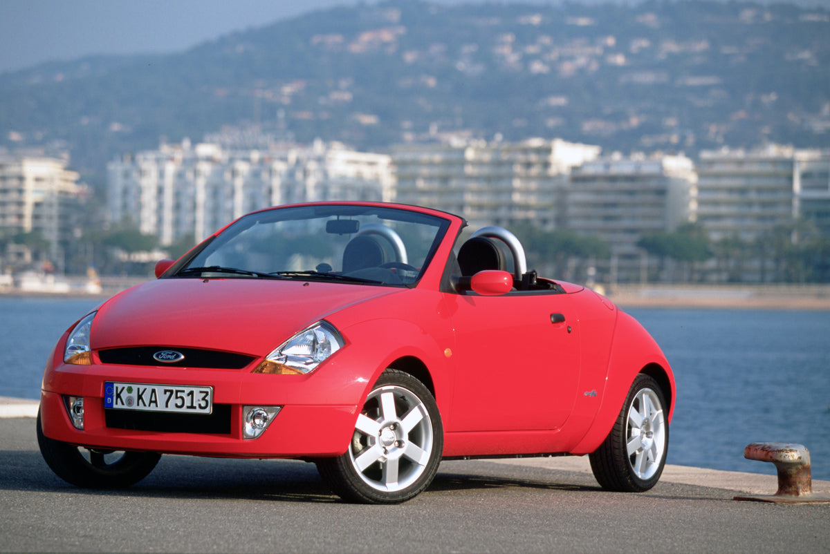 This archival image documents the 2003 Ford Ka Mark I near scenic oceanfront in Cannes and is preserved in the Ford Heritage Vault as part of Ford Motor Company's historic photographic archive. Free for personal, non-commercial use. Ford Heritage ...