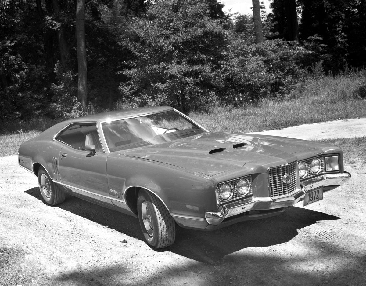 This archival image documents the 1972 Mercury Montego GT hardtop on Gravel Road and is preserved in the Ford Heritage Vault as part of Ford Motor Company's historic photographic archive. Free for personal, non-commercial use. Ford Heritage Vault ...