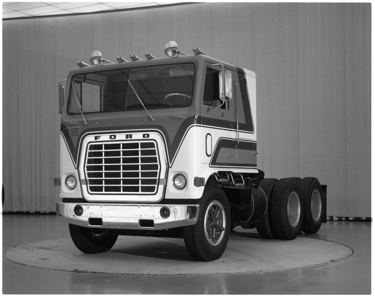 This archival image documents the 1973 Ford W-Series truck and is preserved in the Ford Heritage Vault as part of Ford Motor Company's historic photographic archive. Free for personal, non-commercial use. Ford Heritage Vault reference AR-2008-8.1....