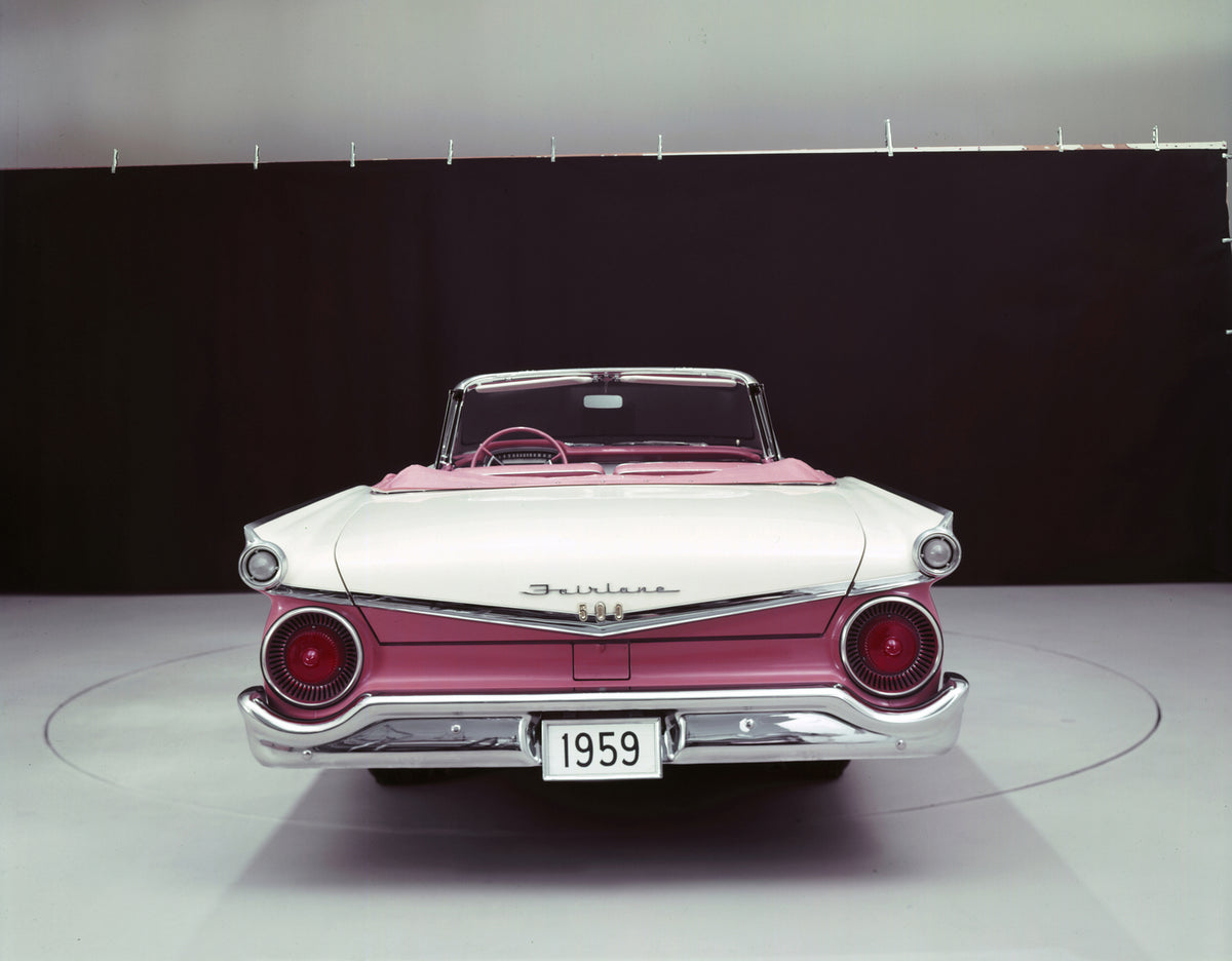 This archival image documents the 1959 Ford Fairlane 500 Sunliner and is preserved in the Ford Heritage Vault as part of Ford Motor Company's historic photographic archive. Free for personal, non-commercial use. Ford Heritage Vault reference AR-20...