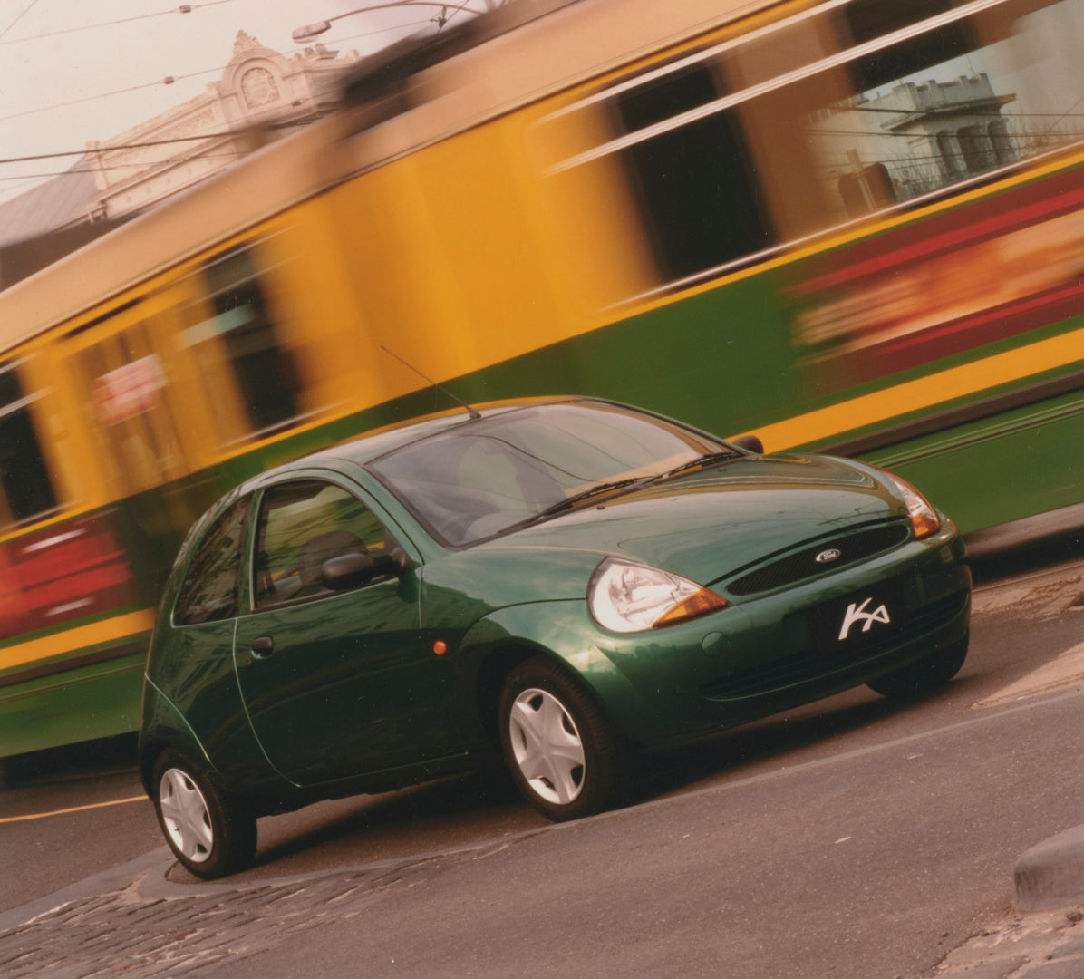 This archival image documents the 1999 Ford Ka Driver Side Front End View on City Street FAP-2011-3 and is preserved in the Ford Heritage Vault as part of Ford Motor Company's historic photographic archive. Free for personal, non-commercial use. F...
