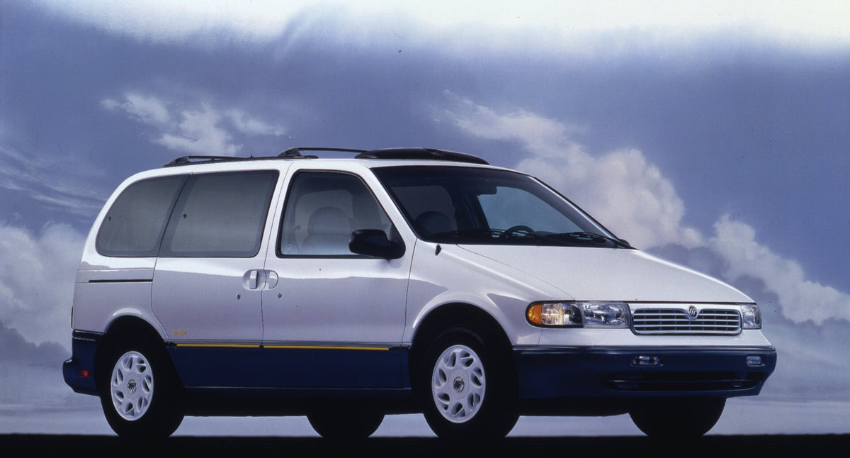 This archival image documents the 1997 Mercury Villager LS Nautica front angle with clouds in background CN325016-005 and is preserved in the Ford Heritage Vault as part of Ford Motor Company's historic photographic archive. Free for personal, non...