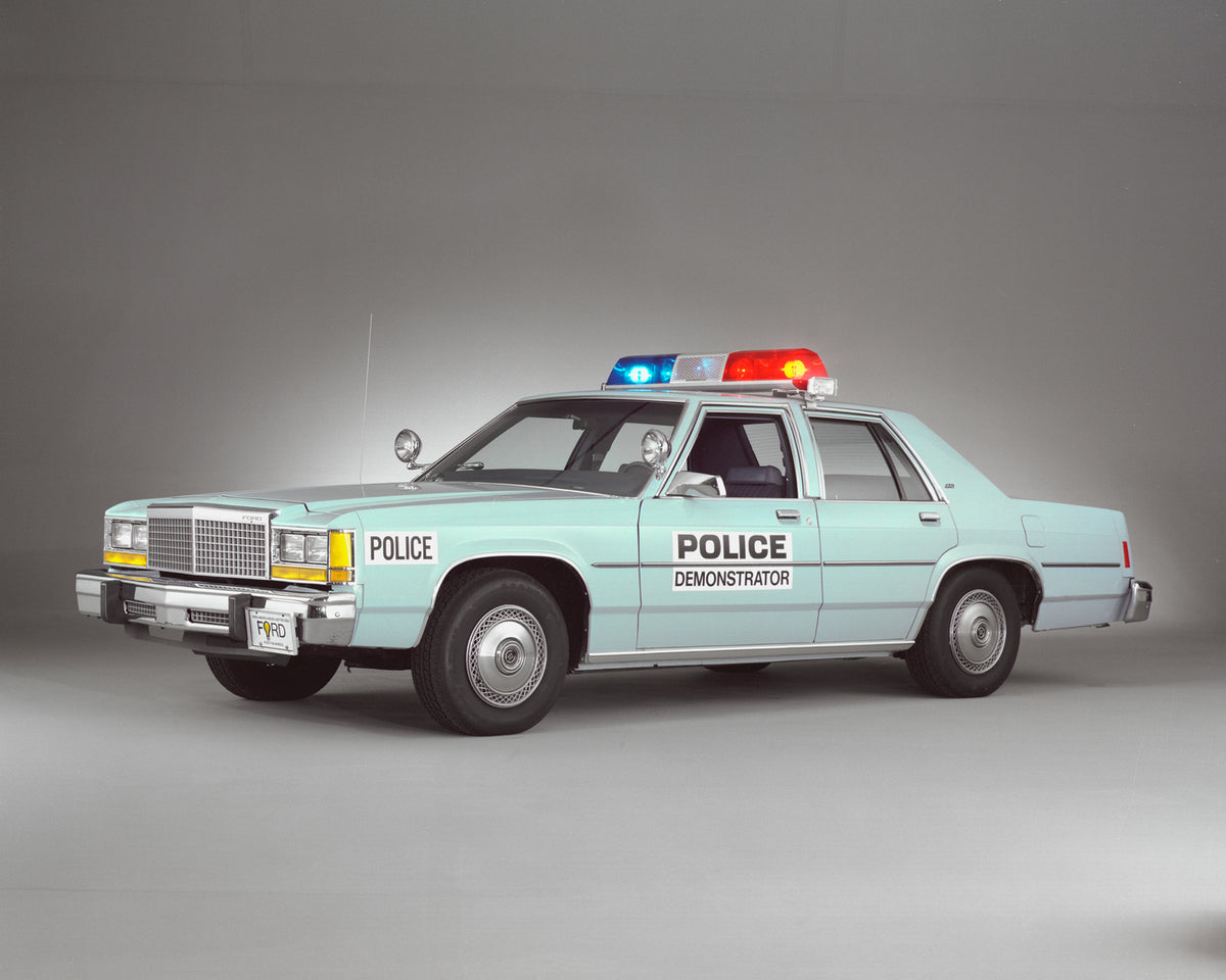 This archival image documents the 1981 Ford LTD police car and is preserved in the Ford Heritage Vault as part of Ford Motor Company's historic photographic archive. Free for personal, non-commercial use. Ford Heritage Vault reference AR-2008-8.1....