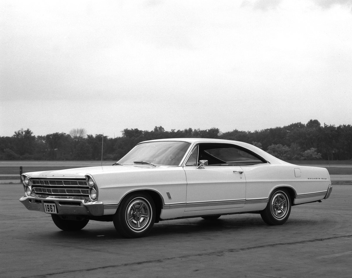 This archival image documents the 1967 Ford Galaxie 500 two-door hardtop and is preserved in the Ford Heritage Vault as part of Ford Motor Company's historic photographic archive. Free for personal, non-commercial use. Ford Heritage Vault referenc...