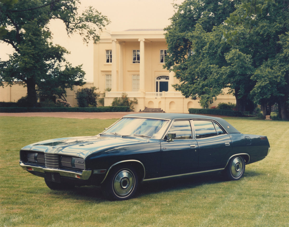 This archival image documents the 1973 Ford LTD Sedan Passenger Side Front End View on Front Lawn FAP-2011-3 and is preserved in the Ford Heritage Vault as part of Ford Motor Company's historic photographic archive. Free for personal, non-commerci...