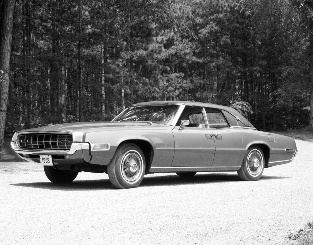 This archival image documents the 1968 Ford Thunderbird Landau four-door and is preserved in the Ford Heritage Vault as part of Ford Motor Company's historic photographic archive. Free for personal, non-commercial use. Ford Heritage Vault referenc...