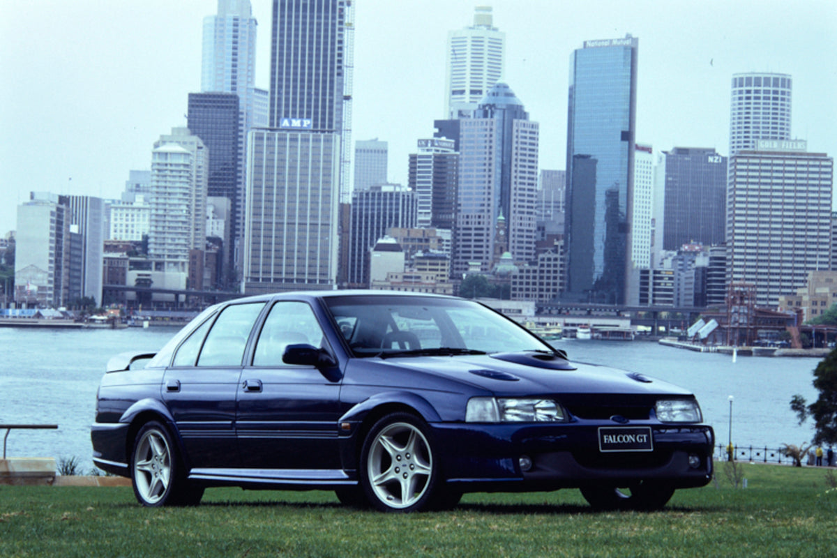 This archival image documents the 1992 Ford EB Falcon GT Driver Side Front End View in the Park FAP-2011-3 and is preserved in the Ford Heritage Vault as part of Ford Motor Company's historic photographic archive. Free for personal, non-commercial...