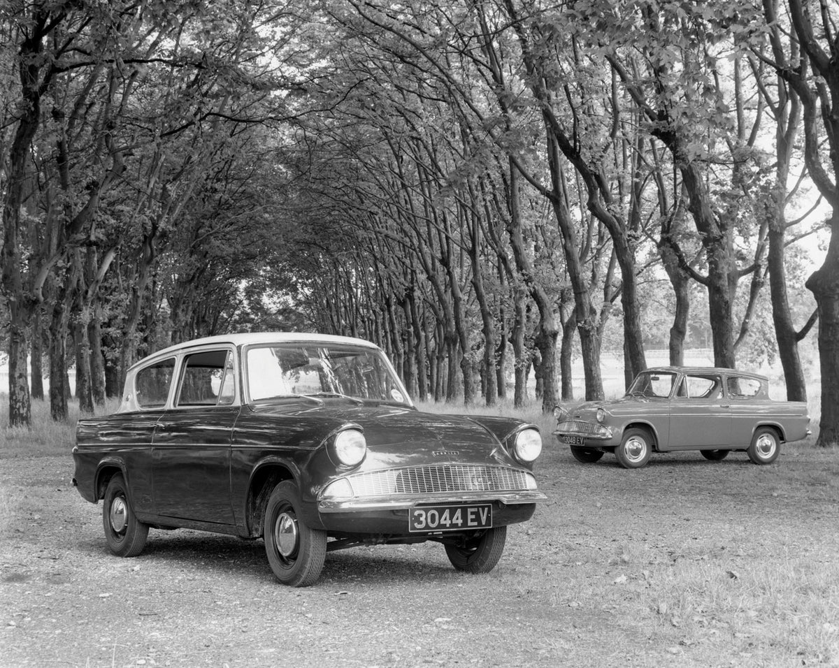 This archival image documents the 1959 Ford Anglia 105E single and two-tone at Crystal Palace and is preserved in the Ford Heritage Vault as part of Ford Motor Company's historic photographic archive. Free for personal, non-commercial use. Ford He...