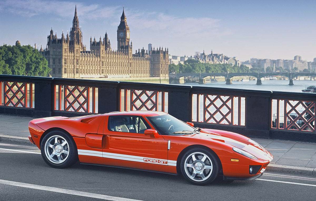 This archival image documents the 2003 Ford GT with the Palace of Westminster in distance and is preserved in the Ford Heritage Vault as part of Ford Motor Company's historic photographic archive. Free for personal, non-commercial use. Ford Herita...