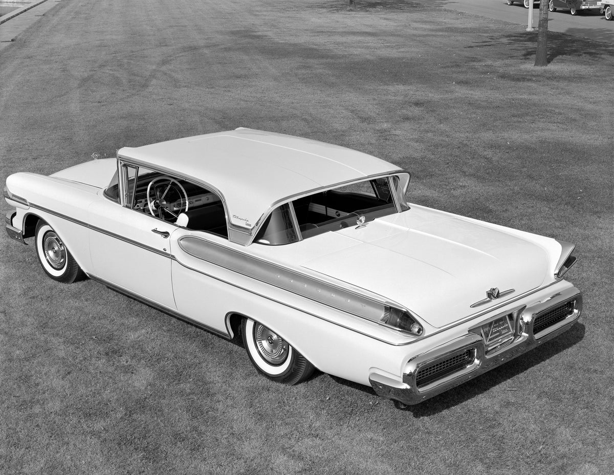 This archival image documents the 1957 Mercury Turnpike Cruiser In Field Back View and is preserved in the Ford Heritage Vault as part of Ford Motor Company's historic photographic archive. Free for personal, non-commercial use. Ford Heritage Vaul...