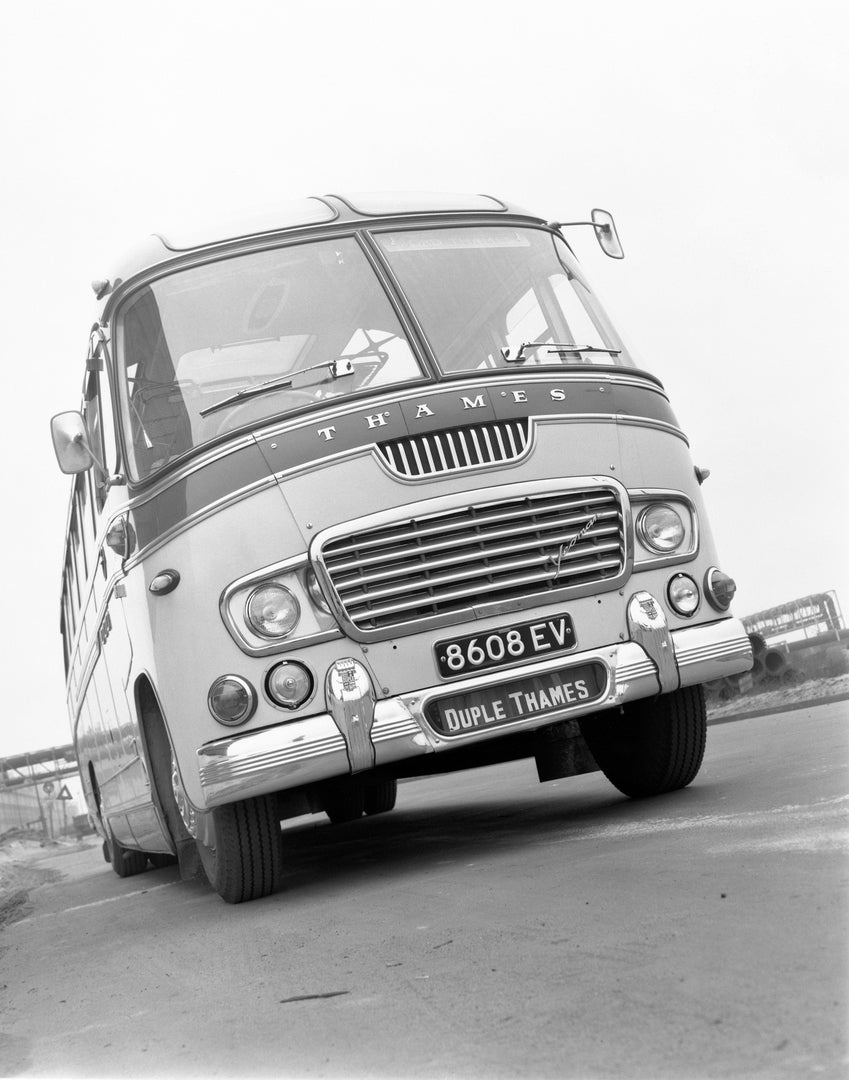 This archival image documents the 1960 Ford Thames Duple coach used for tours and is preserved in the Ford Heritage Vault as part of Ford Motor Company's historic photographic archive. Free for personal, non-commercial use. Ford Heritage Vault ref...