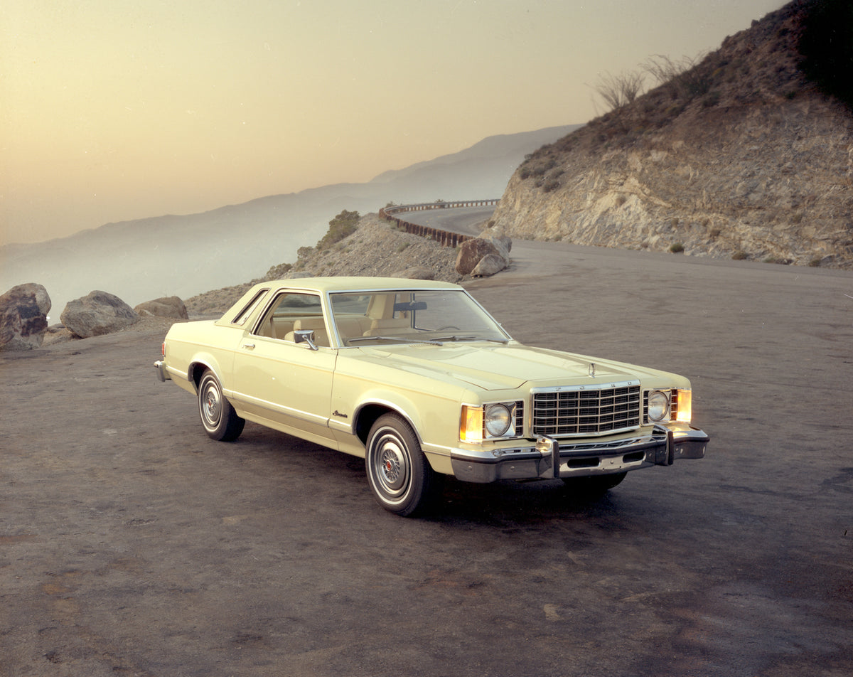 This archival image documents the 1977 Ford Granada Ghia two-door and is preserved in the Ford Heritage Vault as part of Ford Motor Company's historic photographic archive. Free for personal, non-commercial use. Ford Heritage Vault reference AR-20...