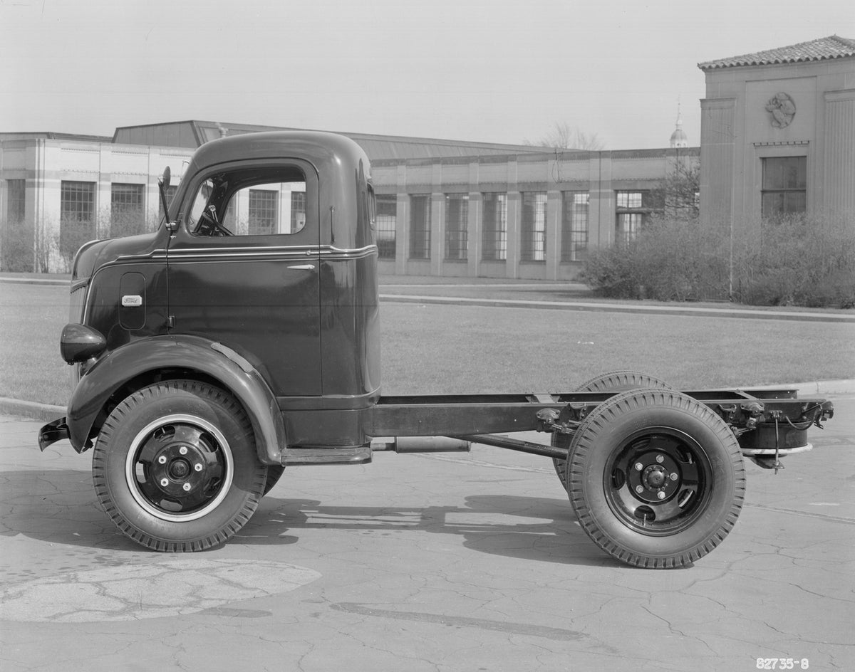 This archival image documents the 1946 Ford Cab Over Engine truck and is preserved in the Ford Heritage Vault as part of Ford Motor Company's historic photographic archive. Free for personal, non-commercial use. Ford Heritage Vault reference AR-20...