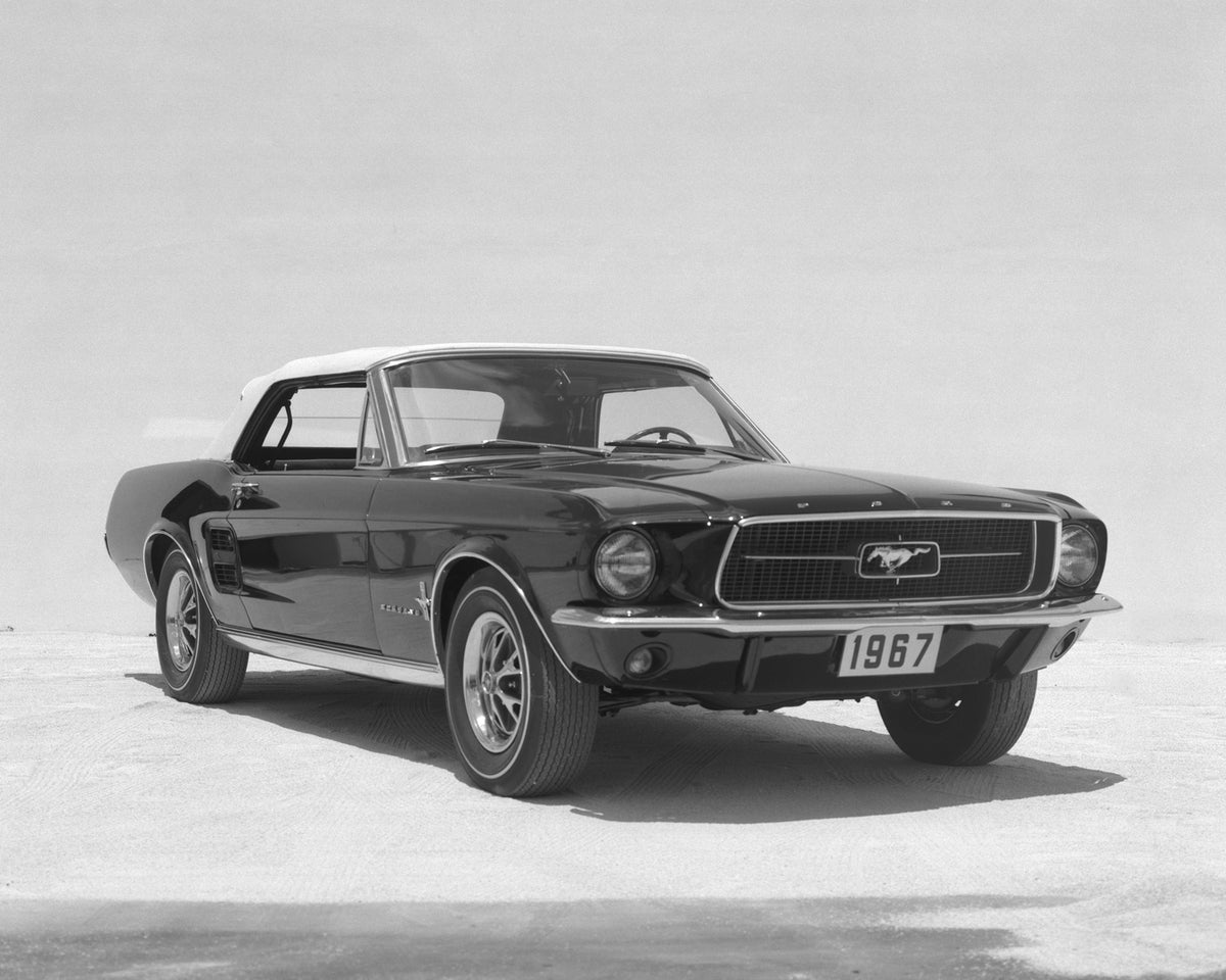 This archival image documents the 1967 Ford Mustang convertible in studio and is preserved in the Ford Heritage Vault as part of Ford Motor Company's historic photographic archive. Free for personal, non-commercial use. Ford Heritage Vault referen...