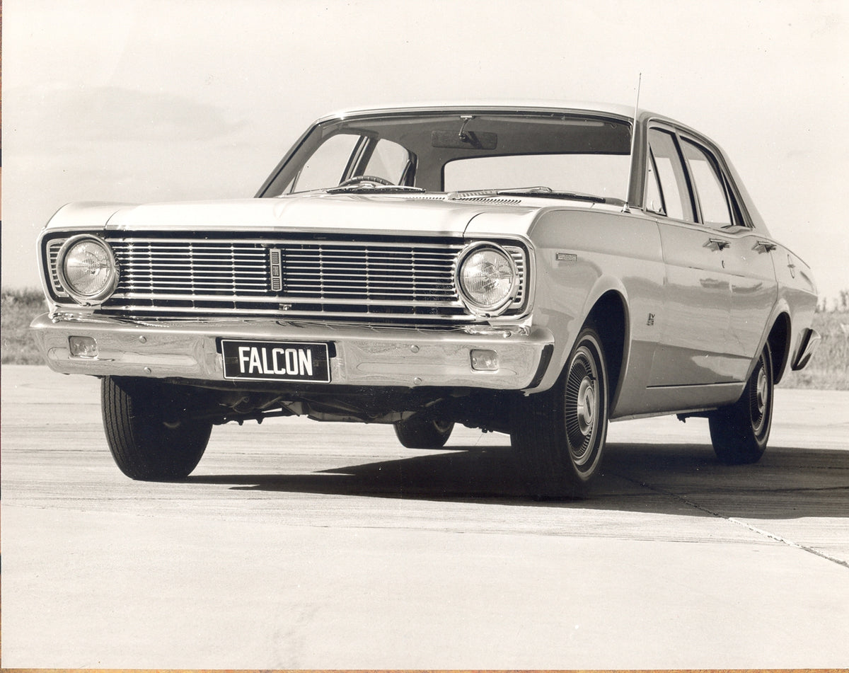 This archival image documents the 1968 Ford XT Falcon 500 low front view and is preserved in the Ford Heritage Vault as part of Ford Motor Company's historic photographic archive. Free for personal, non-commercial use. Ford Heritage Vault referenc...