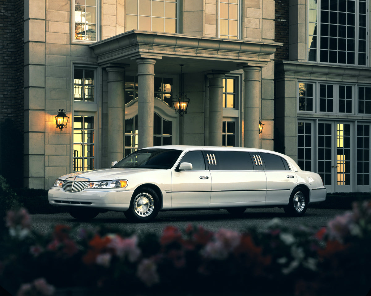 This archival image documents the 1998 Lincoln Town Car stretch limousine and is preserved in the Ford Heritage Vault as part of Ford Motor Company's historic photographic archive. Free for personal, non-commercial use. Ford Heritage Vault referen...