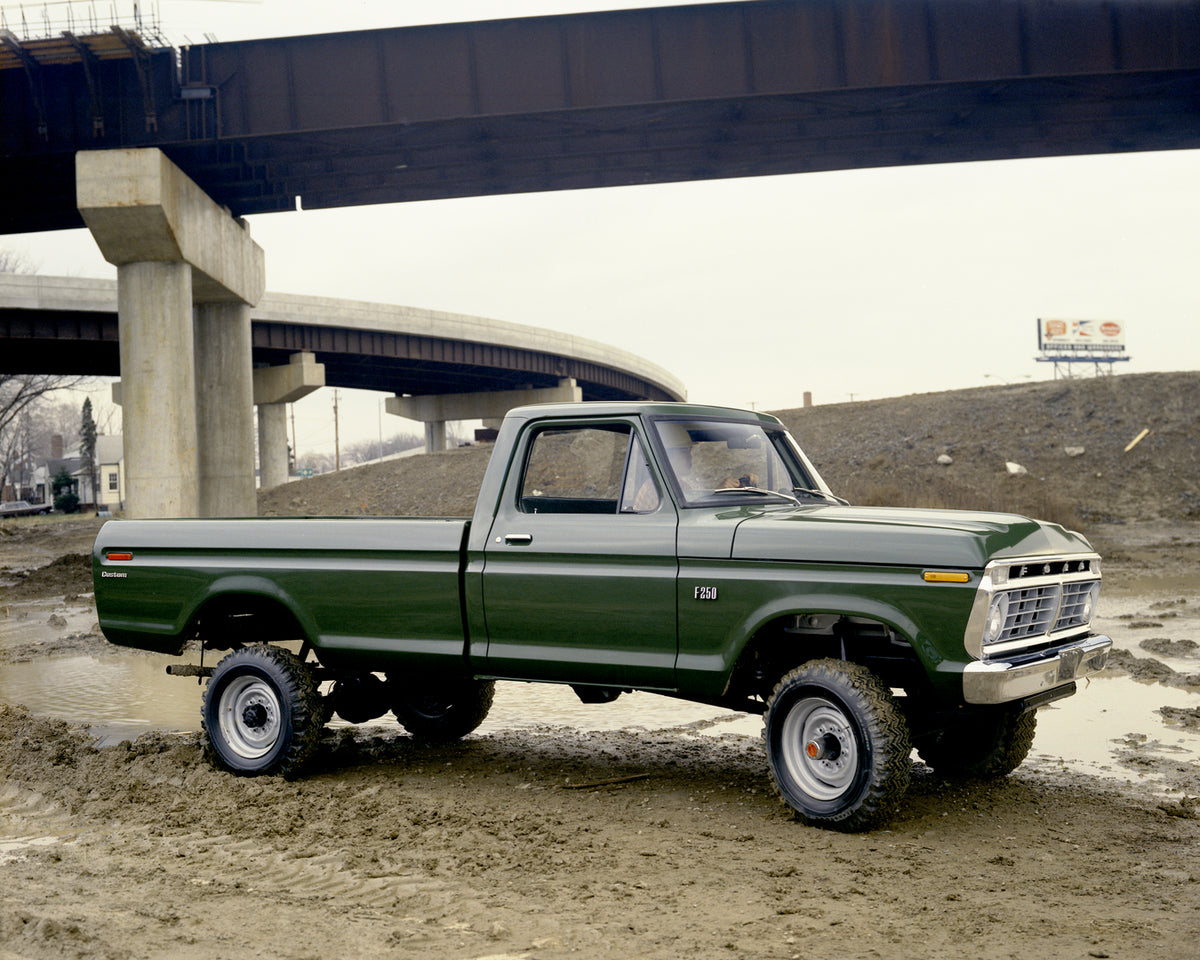 This archival image documents the 1973 Ford F-250 4x4 truck and is preserved in the Ford Heritage Vault as part of Ford Motor Company's historic photographic archive. Free for personal, non-commercial use. Ford Heritage Vault reference AR-2008-8.1...